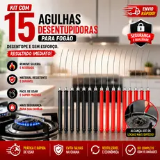 KIT Desentupidor de Fogão Profissional Agulha Flexível para Queimadores