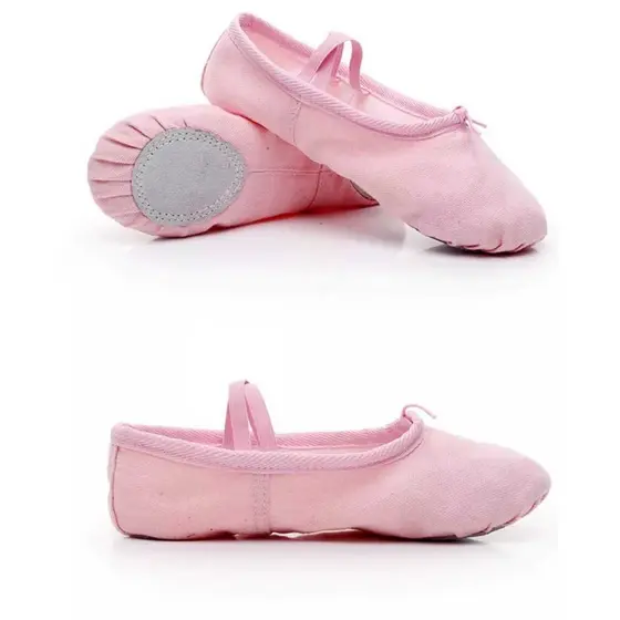 Sapatos de Balé Ballet Adulto Infantil com Material Macio e Respirável elástico duplo cruzado