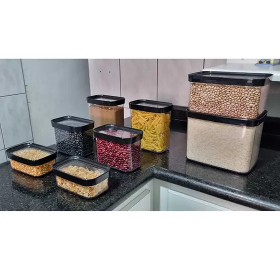 kit 8 potes herméticos para mantimentos em acrílico SANGEL