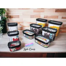 kit cozinha 9 peças - Potes herméticos para mantimentos  na cor preta