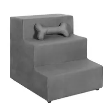 Escadinha Pet Rampa Escada Para Cachorro E Gato Almofadada Resistente 3 Degraus