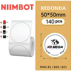 Etiqueta Redonda 50x50mm Branca (140un) Niimbot B1/b21/b3s