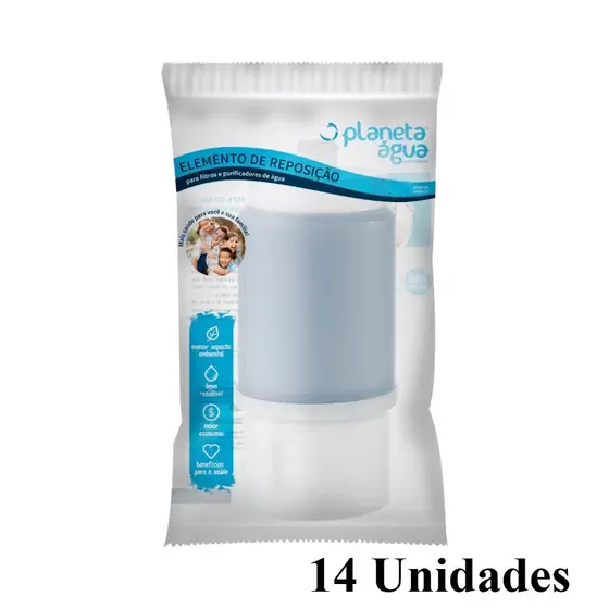 Kit 14 Refis Purificador de água PA 200 Rosca Especial Planeta Água Bebedouro Torneira 1090A