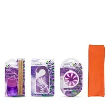 Kit Casa Perfumada : Difusor de Varetas + Aromatizante p/ Armários + Gavetas + Pano Microfibra