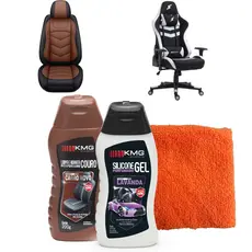 Kit 2 Produtos Restauração Interna Couro Hidrata Limpa Pano Microfibra Silicone Gel Lavanda