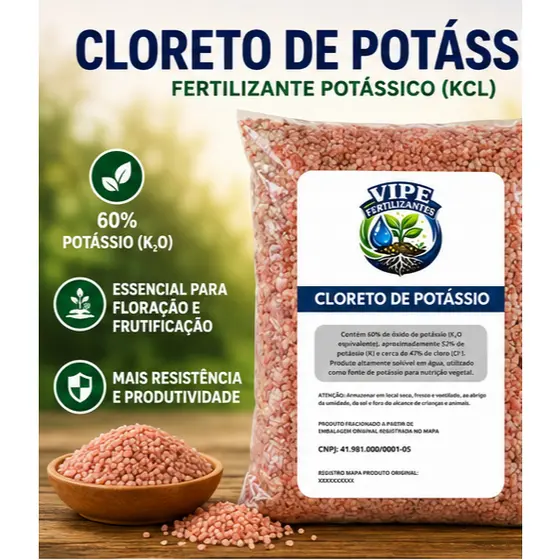 Cloreto de Potássio Fertilizante Potássico Adubo KCL Para Plantas Hortas Gramados Frutíferas Jardim