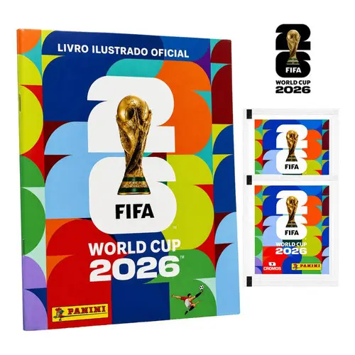 Álbum Copa Do Mundo Fifa 2026 capa mole + 5 Pacotes 35  Figurinhas