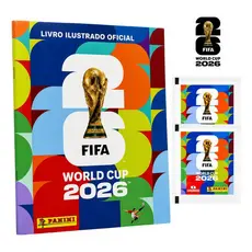 Álbum Copa Do Mundo Fifa 2026 capa mole + 5 Pacotes 35 Figurinhas