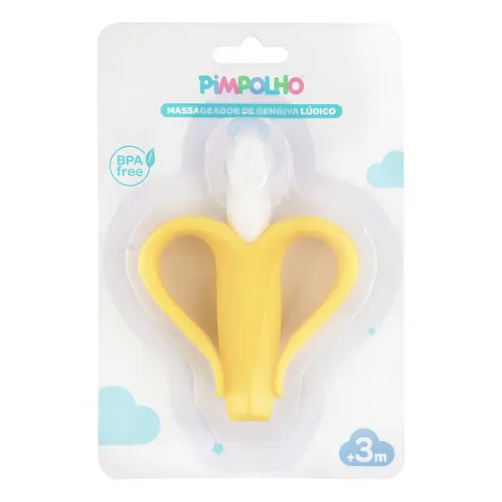 Massageador De Gengiva Ludico Banana Pimpolho Bebe +3m Cor Amarelo