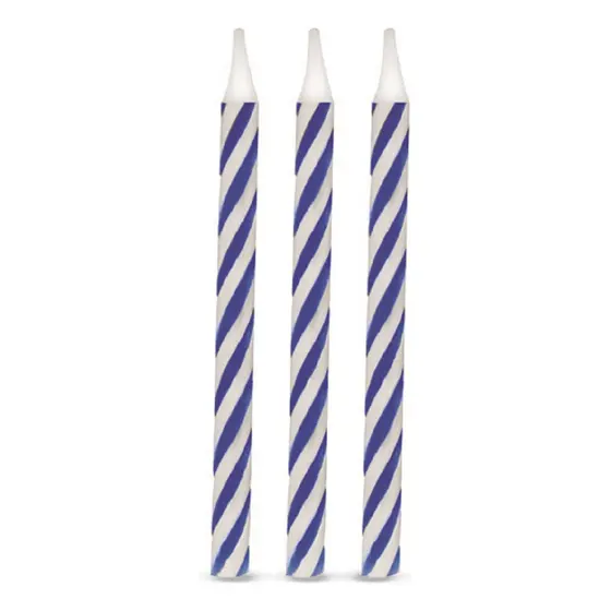 Vela Aniversário Palitinho Espiral Azul E Branco - 16 Unid