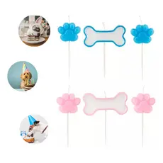Velas Pets Patinhas E Ossinhos Azul C/ 3 Itens