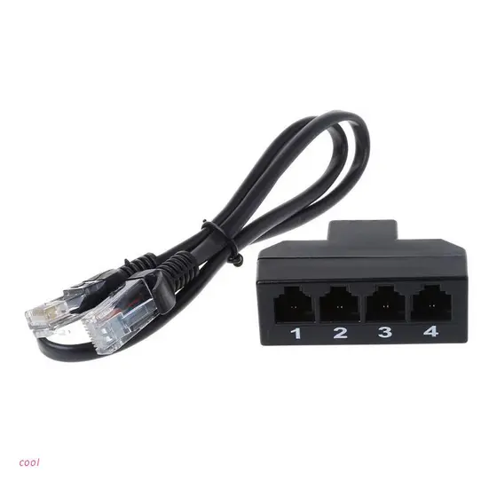 RJ11 6P4C Fêmea Para 4 Ethernet RJ45 8P8C Conversor Telefone