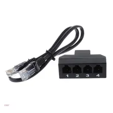 RJ11 6P4C Fêmea Para 4 Ethernet RJ45 8P8C Conversor Telefone