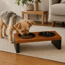 Comedouro Elevado Pet Tigelas Duplas Alumínio Cães Gatos