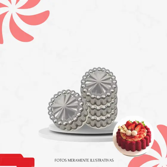 KIT C/3 MINI FORMAS DECORADAS CHARLOTTE CAKE 9X4