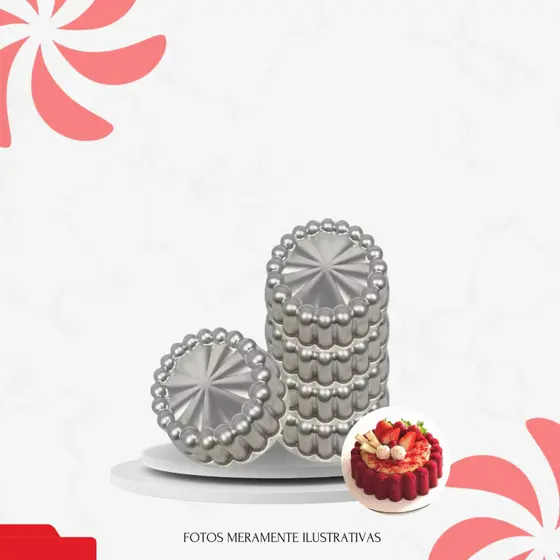 MINI FORMAS DECORADAS CHARLOTTE CAKE 9X4 c/6 peças