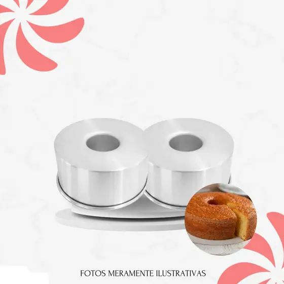 Kit C/2 Formas Torta Suíça Reta Pudim/ Caseirinhos - 13x6