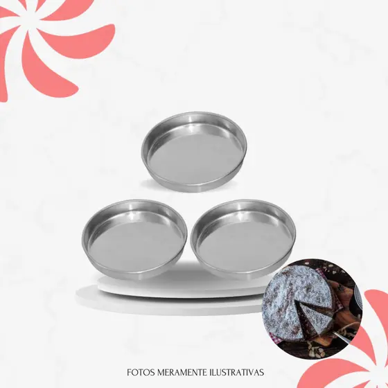 Kit c/3 Formas Redondas Para Bolo - 15x3