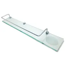 Porta Shampoo Com Saboneteira Em Vidro Incolor (60 Cm)