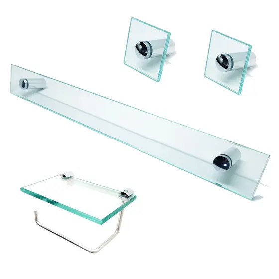 Kit De Acessorios P/ Banheiro 4 Pcs Em Vidro Incolor D600CEL-C670