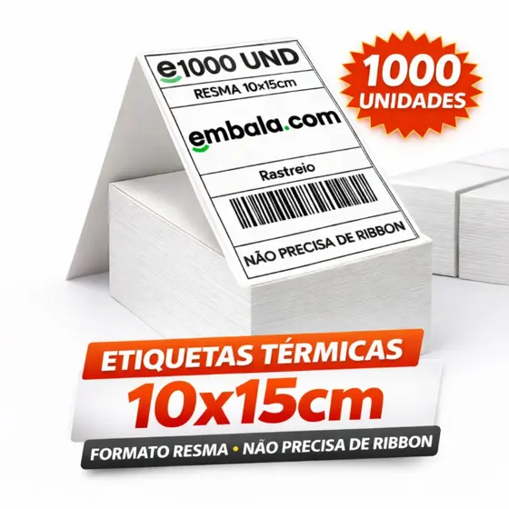 Kit 1 Mil Etiquetas Térmicas 10x15cm Formato Resma Sem Rolo Alta Qualidade