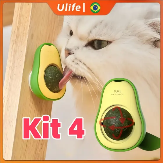 Abacate De Brinquedo Para Gatos Com Catnip Erva Gato Natural Bola de Lamber Limpeza dos Dentes Lanche