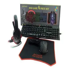 Combo Gamer 4x1 Teclado Mouse Headset Mousepad Mouse Preto Teclado Preto