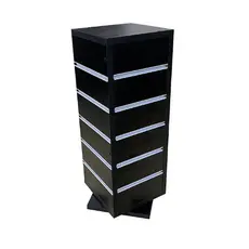 EXPOSITOR DE BALCÃO GIRATÓRIO QUADRADO DE MDF 18mm PRETO + 25 GANCHOS DE 15 CM PRETO