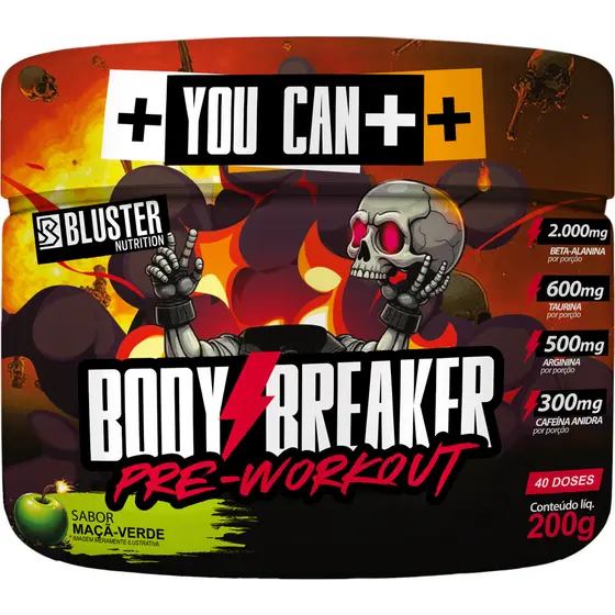 Pré Treino Body Breaker 200gr Bluster Nutrition Maça Verde