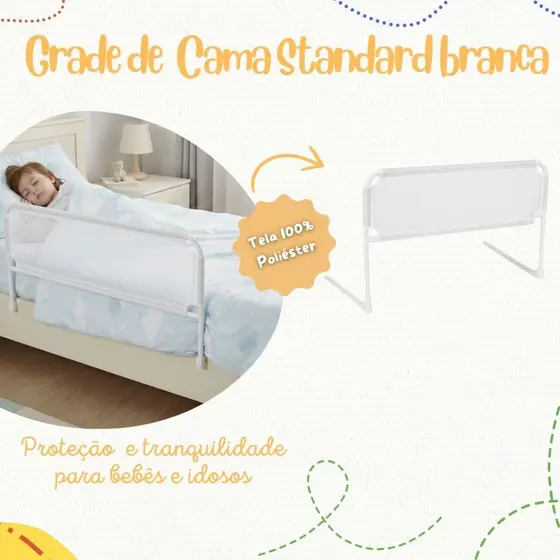 Grade De Cama Com Tela de Proteção Segurança Para Crianças e Idosos Cama Normal Ou Box
