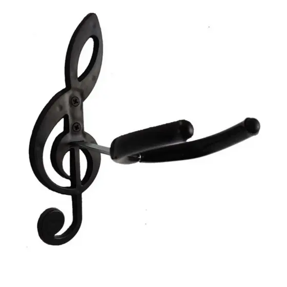 Suporte de violão PRETO para Violão, Guitarra, Ukulele, Baixo – Design Clave de Sol 𝄞