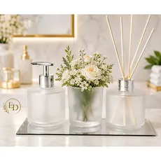 Kit Lavabo Banheiro Picolo Fosco em Vidro para Sabonete Líquido e Aromatizador de Ambiente 250ml