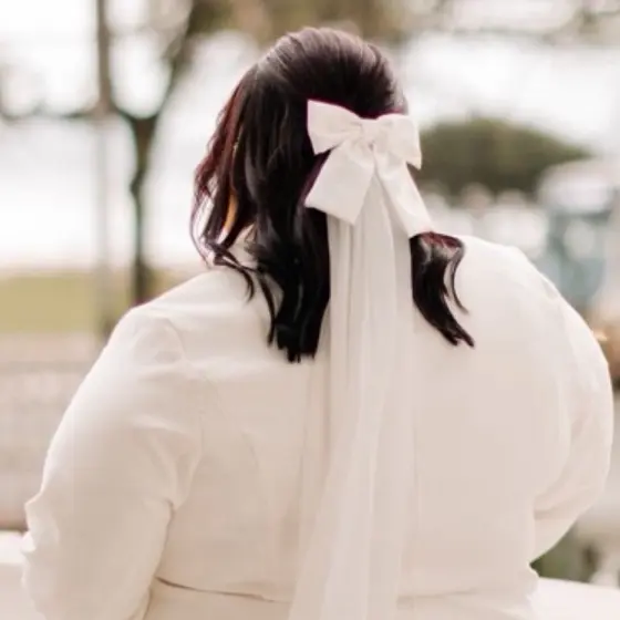 Véu com laço noiva casamento civil pré wedding/ Laço Noiva com Véu