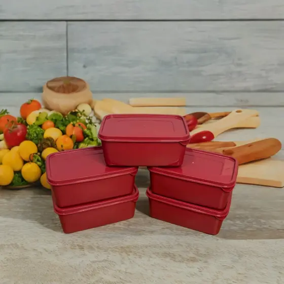 Kit 5 Potes Plásticos Retangulares
