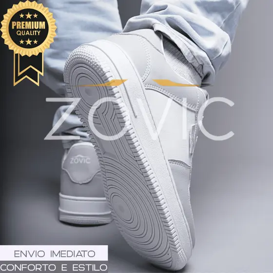 Tênis Masculino Branco Couro Street 34 a 43 Novo Modelo Lançamento