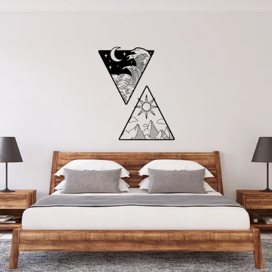 Quadro Decorativo Sol Lua Terra e Mar MDF 3mm Aplique de Parede Vazado Decoração Praia Sala Quarto