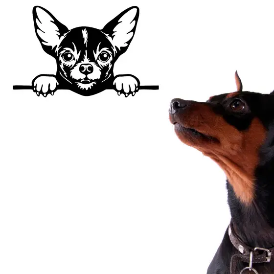 Quadro Decorativo Cachorro Pinscher Aplique De Parede Vazado Madeira Mdf 3mm