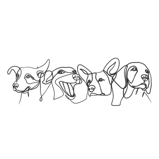 Quadro Decoração Dogs Cachorros Aplique De Parede Vazado Fine Line Delicados Linhas Amor Pet Mdf 3mm