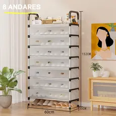 Sapateira Luxo 8/7 Andares Com Fechamento Anti-poeira Organizador Reforçado E Resistente Para Calçados