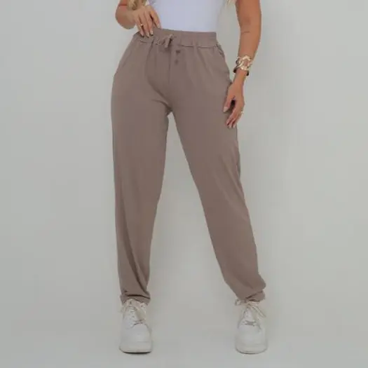 CALÇA FEMININA MALHA VISCOLYCRA SOLTINHA COM BOLSO NA FRENTE