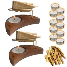 Incensário para Palo Santo 2und + 10 Velas + 50G de palo santo