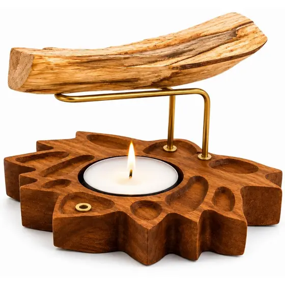 Incensário de Palo Santo +10 velas +10 lascas de Palo Santo