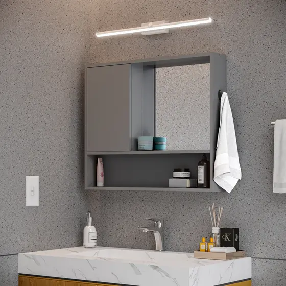 Espelheira Suspensa para Banheiro Com Porta Prateleira Lavabo Closet Bcg