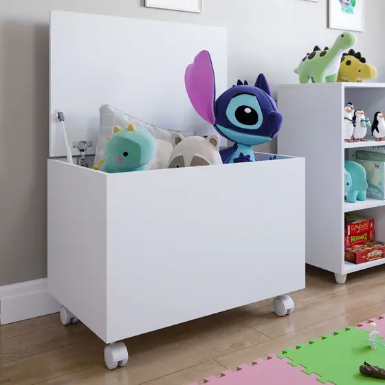Baú Infantil Caixa Organizadora De Brinquedos Com Tampa Quarto Com Rodizios