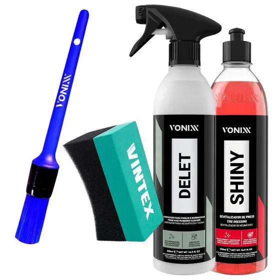 KIT PNEU LIMPO E PRETINHO VONIXX SHINY DELET APLICADOR DE PRETINHO E PINCEL
