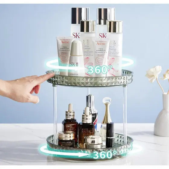 Organizador 2/3 Andares 360°Giratório Diamond Multiuso  Acrílico Cor Transparente