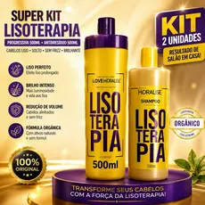 SUPER KIT Progressiva 500ML Lisoterapia Sem Formol Orgânica + Shampoo Anti-Resíduos 500ml