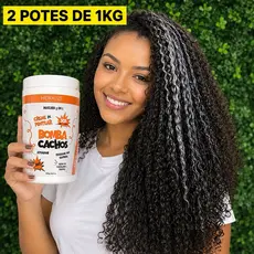 2/Uni Creme De Pentear BOMBA CACHOS 1KG Ativador De Cachos Cabelo Crespo Cacheado Definição Cachos
