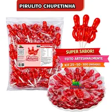 Pirulito Chupeta - Chupetinha Vermelho com 25, 50 ou 100 Unidades -  Rei do Pirulito