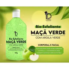 Bio Esfoliante MAÇÃ VERDE COM ARGILA VERDE CORPORAL E FACIAL CONTROLA A OLEOSIDADE DA PELE COMBATE MANCHASE EDEMAS DA PELE 200g
